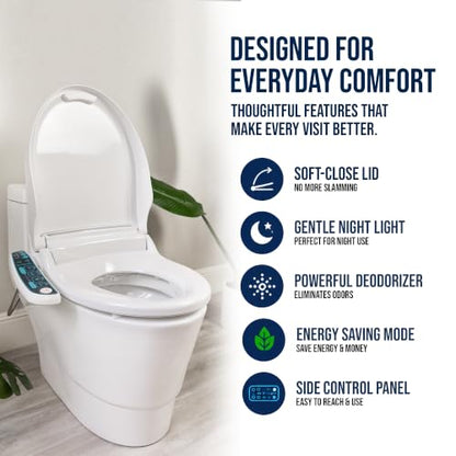 BidetMate 2000 Series Electric Bidet Toilet Seat, Round, Heated Seat | Heated Water Seat, Unlimited Warm Water Wash, Dryer, Deodorizer, Self Cleaning Nozzle, Side Panel Control, Fits Round Toilets - style: 2000 Series | Round | Side Panel