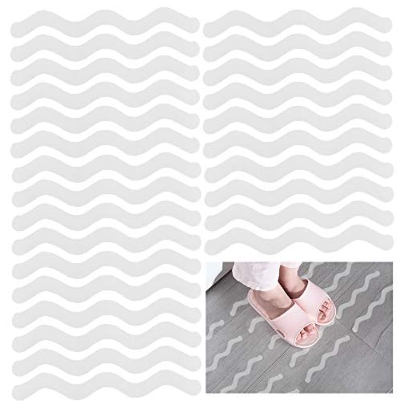 Anti Slip Shower Stickers Bathroom Anti-Slip Strip, Transparent Bathtub Anti-Slip Sticker Tape for Bathroom Tub Floor (透明-12pcs)