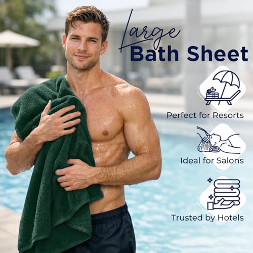 DAN River 2 Pack Bath Sheets Extra Large 35x70, Large Bath Towels for Adults, XL Oversized Heavy Duty Towel Set, 600 GSM 100% Ring Spun Cotton, Soft Quick Dry, Huntergreen - color: Huntergreen, size: Bath Sheet 35x70" (PK 2)