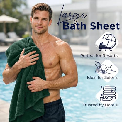 DAN River 2 Pack Bath Sheets Extra Large 35x70, Large Bath Towels for Adults, XL Oversized Heavy Duty Towel Set, 600 GSM 100% Ring Spun Cotton, Soft Quick Dry, Huntergreen - color: Huntergreen, size: Bath Sheet 35x70" (PK 2)