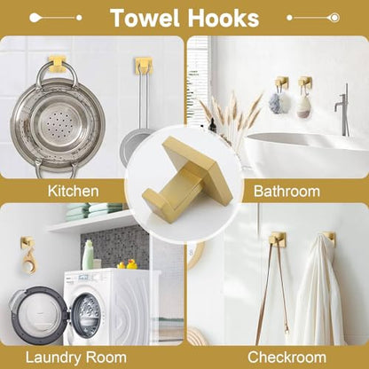 10-Piece Bathroom Hardware Accessories Set-Brushed Gold Towel Bar, Holder & Racks-SUS304 Stainless Steel-Wall Mounted,23.6-Inch - color: Brushed Gold, size: 10 Pcs
