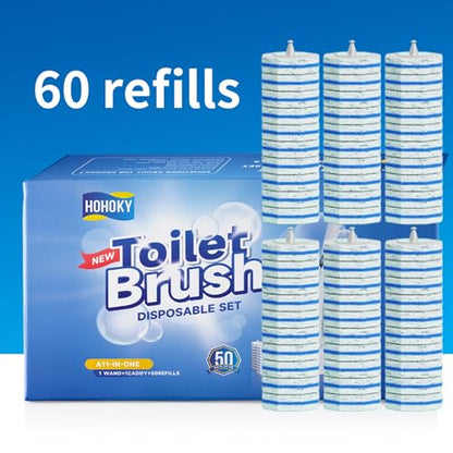 60pc Refills Disposable Toilet mats Brush Cleaning System, Toilet Cleaning Brush, 60 Replacement Brush Heads, No Handle or Base，Toliet Refills,Toilet Bowl Clean Refill Pads,Toilet Scrubber Refill - style: 60 refflls（Without handle）