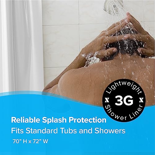 SlipX Solutions Protected Shower Curtain Liner, 3G Lightweight, 70"x72", White - color: White 3g