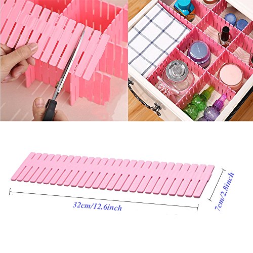 8pcs DIY Plastic Drawer Organizer Adjustable Drawer Dividers for Home Tidy Closet, Socks, Underwear, Office School Supplies, Kitchen Utensil Tools (Pink) - color: Pink