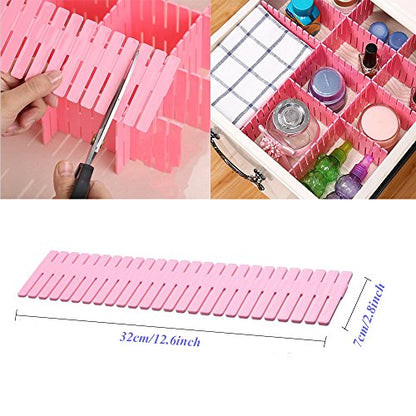 8pcs DIY Plastic Drawer Organizer Adjustable Drawer Dividers for Home Tidy Closet, Socks, Underwear, Office School Supplies, Kitchen Utensil Tools (Pink) - color: Pink
