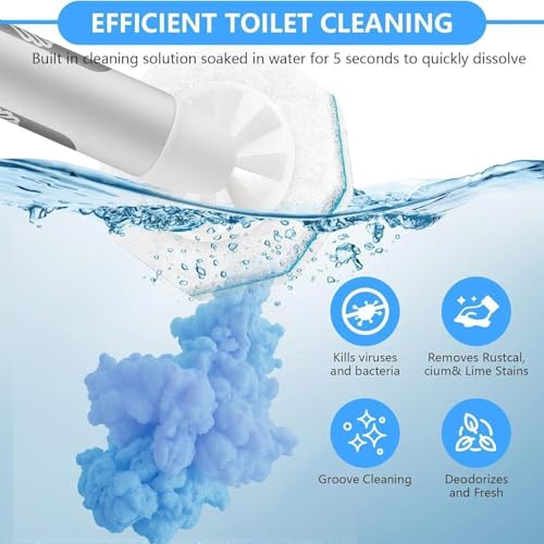 50 Count disposable Toilet Brush Replacement Heads, 3-Layer Thick Sponge Refills for Deep Cleaning, Fits Toilets, Bathtubs & Sinks