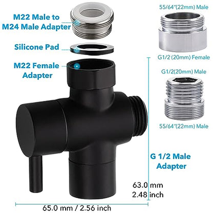 Handheld Bidet Sprayer Attachment G1/2 Toilet Bidet with 9.8ft Hose - color: Black