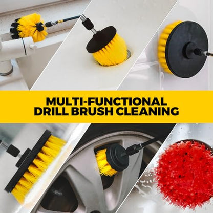 Holikme 22Pack Drill Brush Attachments Set,Scrub Pads & Sponge, Buffing Pads,Power Scrubber Brush,Car Polishing Pad Kit,Wax Applicator Pad,Car Cleaning Kit,Masonry Brushes,Cleaning Supplies | Buffing Sponges, Nylon Grout Tools, Microfiber Wax Pads, Tile B