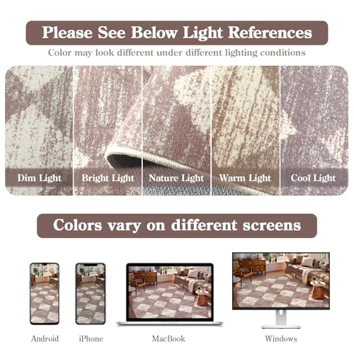 Lahome Checkered Bathroom Rug 2x3 Beige, Non Slip Washable Door Kitchen Mat - color: Beige, size: 2' x 3' (Rectangular)