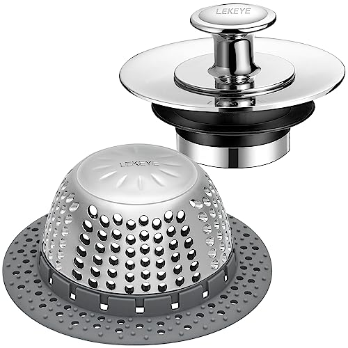 LEKEYE Shower Drain Hair Catcher | Bathtub Stopper/Shower Drain Cover/Drain Protector for Bathtub and Bathroom - color: Grey Silver