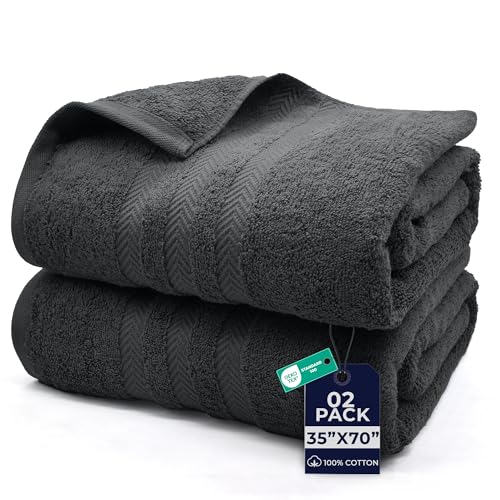 DAN River 2 Pack Bath Sheets Extra Large 35x70, Large Bath Towels for Adults, XL Oversized Heavy Duty Towel Set, 600 GSM 100% Ring Spun Cotton, Soft Quick Dry, Grey - color: Gray, size: Bath Sheet 35x70" (PK 2)