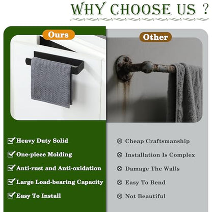 Alise Hand Towel Holder Self Adhesive Towel Bar for Bathroom,Matte Black | Towel Hanger for Bathroom,SUS304 Stainless Steel Towel Rack for Kitchen Under Sink Cabinet Wash Basin Side,No Drilling - color: Matte Black