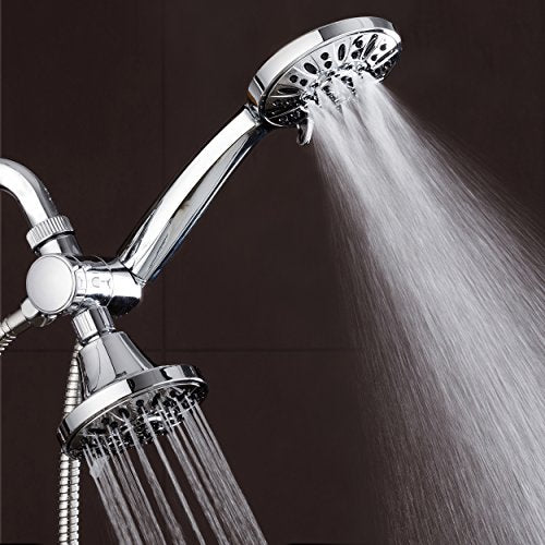 AquaDance Total Chrome Premium High Pressure 48-setting 3-Way Combo for The Best of Both Worlds – Enjoy Luxurious 6-setting Rain Shower Head and 6-Setting Hand Held Shower Separately or Together | Enjoy Two 6-Setting Rain & Hand Showerheads Separately or