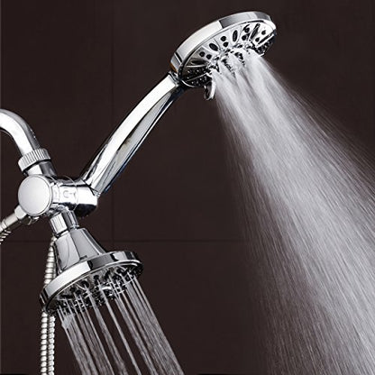AquaDance Total Chrome Premium High Pressure 48-setting 3-Way Combo for The Best of Both Worlds – Enjoy Luxurious 6-setting Rain Shower Head and 6-Setting Hand Held Shower Separately or Together | Enjoy Two 6-Setting Rain & Hand Showerheads Separately or