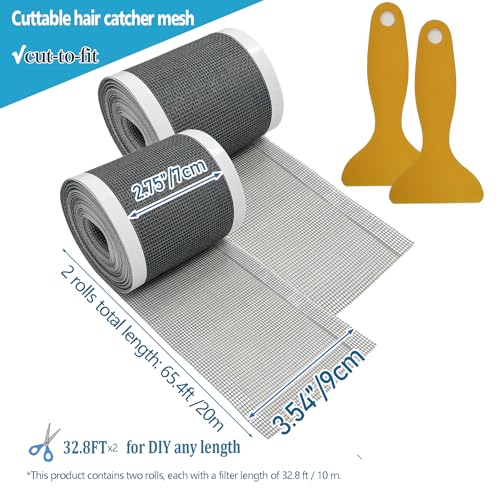 Neodrain 2 PCS Linear Shower Drain Hair Catcher,3.5" X33FT | Cutable Disposable Bathroom Drain Sticker,for Neodrain 2.75" Width Tile-Drain/Linear Drain - size: 2 pack