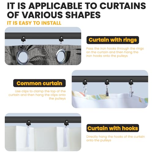 Flexible Ceiling Curtain Track Ceiling Mount, Curved Curtain Rod, Sliding Curtains Track, Room Divider, Shower Curtain Rod, Wall Divider, 16.4 FT/ 5 M, Black