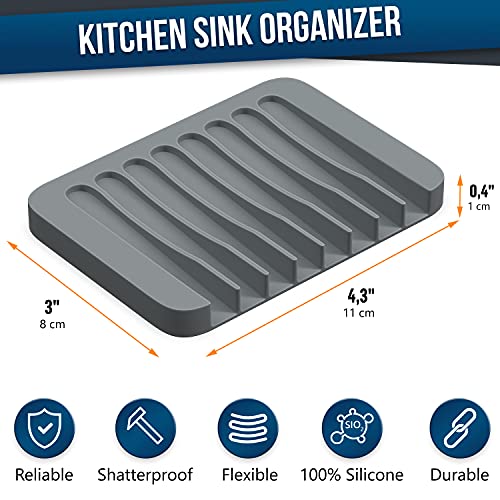 ZAPPOWARE 2-Pack Silicone Soap Dish with Drain - Bar Soap Holder for Shower & Bathroom Sink - Self Draining Waterfall Soap Saver Tray for Kitchen, Prevents Sticky Mess, Easy to Clean (Gray) - color: Gray