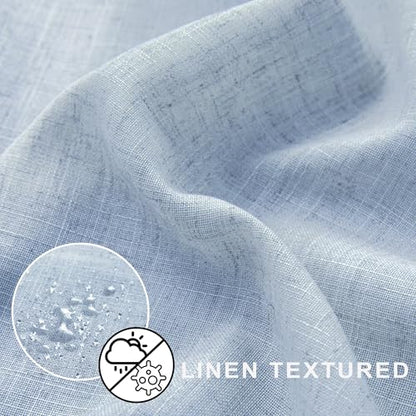 KOUFALL Light Blue Waterproof Linen Fabric Shower Curtain for Bathroom 36x72 Inches Long - color: Light Blue, size: 36"W x 72"L (Pack of 1)