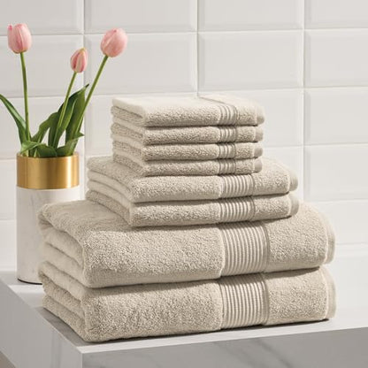 Ted Baker 8-Pc Towel Set, 2 Bath 2 Hand 4 Washcloths 100% Cotton Tan Beige - color: Tan, size: 8 pc Towel Set - 2 Bath, 2 Hand, 4 Washcloths