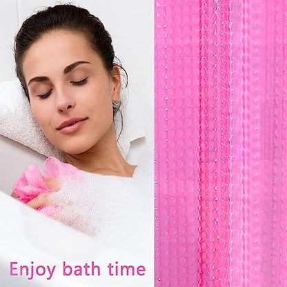 EVA Hot Pink Shower Curtain Liner 3D Water Cube Clear Shower Curtains for Bathroom with Rust Proof Metal Grommets for Girly Bathroom Shower Stall 60x71 Inches - size: 60"W x 71"L (Pack of 1)