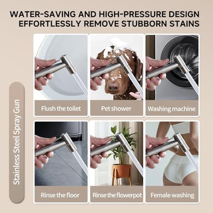 Handheld Bidet Sprayer for Toilet & Bathroom, Adjustable Water Pressure Spray Gun with 304 Stainless Steel Hose, Bidet Faucet for Postpartum Care, Elderly, Muslim Shower, Easy to Install