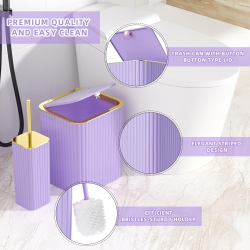 XLHOMO Bathroom Accessory Set - 26PC Bathroom Shower Curtain and Rug Set, Bathroom Accessories Set, Purple Bathroom Set with Trash Can, Toilet Brush, Qtip Holder & Soap Dispenser - style: Purple