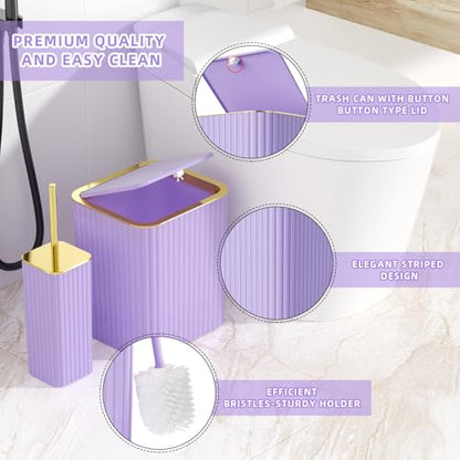 XLHOMO Bathroom Accessory Set - 26PC Bathroom Shower Curtain and Rug Set, Bathroom Accessories Set, Purple Bathroom Set with Trash Can, Toilet Brush, Qtip Holder & Soap Dispenser - style: Purple