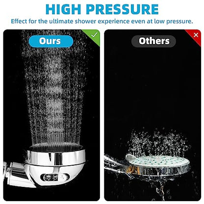 Marbrasse High Pressure Shower Head, 3-Settings Handheld Showerhead with ON/Off Full Shutoff Push Button and Switch to Control Flow, Angle-Adjustable Water Saving Body Sprays(Chrome) - color: Chrome