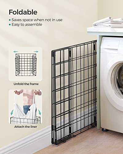 SONGMICS Laundry Hamper, 29 Gal. (110L) Laundry Basket, Collapsible Clothes Hamper, Removable and Washable Liner, Metal Wire Frame, for Bedroom Bathroom, Cream White ULCB111W01 - color: Cream White, size: 110 L