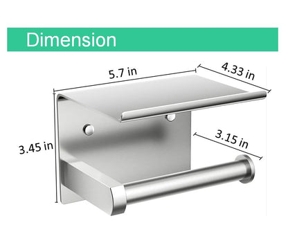 Premium Toilet Paper Holder with Phone Shelf, Wall Mounted, for Bathroom, Living Room, Restroom, RV, and so on, Stainless Steel-Rustproof,Tissue Roll Holder with Storage Shelf-Silvery(YaoJooHome) - color: Silver