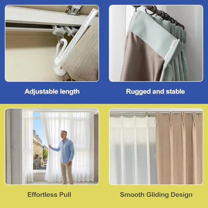 80 Pcs Adjustable Pinch Pleat Curtain Hooks, Heavy Duty Plastic Drapery Hooks for Pleated Drapes. DIY Pinch Pleated Hooks for Curtains, Window, Door & Shower (White)
