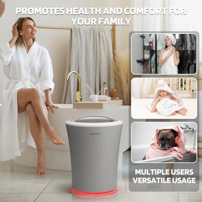 Lagute 20L Towel Warmer for Bathroom, 3-Level Timer, Warning Alarm & RGB Light, Auto Shut-Off, Heated Bucket for Bathrobe, Blanket, 40 '' x 70'' Towels, Gray - color: Gray