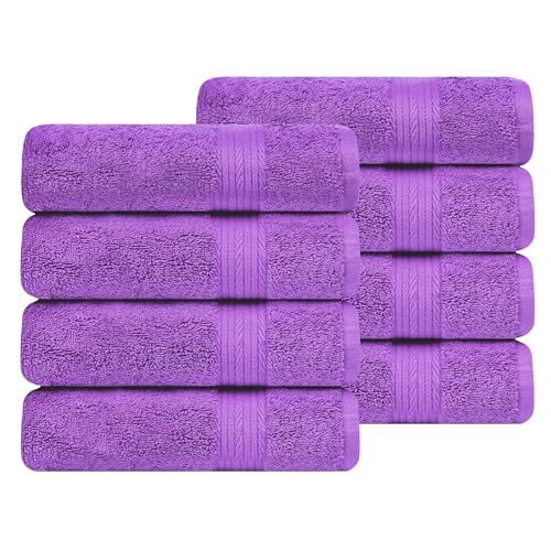 100% Cotton Hand Towels 18x28 Inches, 600 GSM, Soft & Absorbent, Set of 8, Purple - color: Purple, size: Hand Towel Set of 8