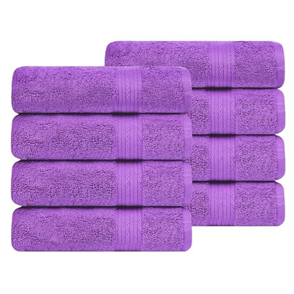 100% Cotton Hand Towels 18x28 Inches, 600 GSM, Soft & Absorbent, Set of 8, Purple - color: Purple, size: Hand Towel Set of 8
