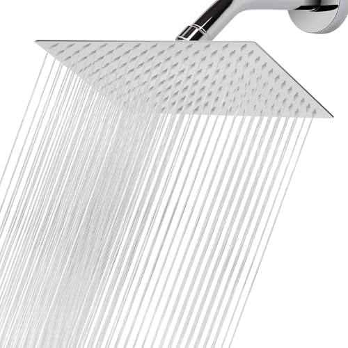 NearMoon Rain Shower Head, High Flow Stainless Steel Rainfall Shower, High Pressure Design, Awesome Shower Experience Even At Low Water Flow (12 Inch Rectangle, Chrome Finish) - color: Chrome Finish, size: 12*8 Inch