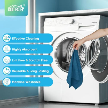 HOMEXCEL 24PK Microfiber Cleaning Cloth, Cleaning Rag for Home, 11.5x11.5in | Reusable, Lint Free, Scratch-Free and Highly Absorbent Towels for Kitchen, Window and Glass, Cars, Navy Blue - color: Navy Blue