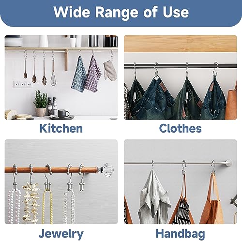Shower Curtain Hooks Rings, Rust-Resistant Metal Double Glide Shower Hooks for Bathroom Shower Rods Curtains, Set of 12 Hooks - Space Silver - color: Space Silver