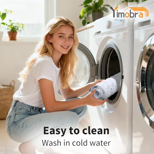 Yimobra White Non Slip Bath Mat for Tub 40" x 16", Extra Long Bath Tub Mat | Soft Underfoot Comfort, Strong Suction Cups, Machine Washable Bathtub Mat, Drain Holes, Large Shower Mats for Inside Shower - color: White