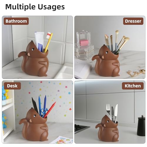 Kids Toothbrush Holder Toothbrush Organizer – Durable Silicone Animal Tooth Brush Holder – Easy to Clean Toothbrush and Toothpaste Holder – Toothbrush Holders for Bathrooms by Lily’s Home - Squirrel - color: Squirrel