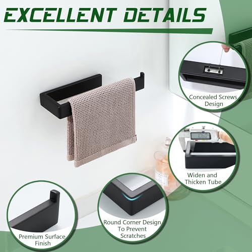 Alise Hand Towel Holder for Bathroom Wall Mounted,Matte Black | SUS304 Stainless Steel, Full Square, Towel Hanger Towel Bar Towel Rack for Bathroom Walls,Lavatory,Kitchen