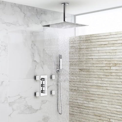 Ceiling Mounted Shower Arm with Flange, Universal Connection 1/2 NPT Straight, Made of Thicken Stainless Steel, Square Extension Arm for Fixed Rain Shower Head(4 Inch,Brushed Nickel) - color: Brushed Nickel, style: 4 Inch