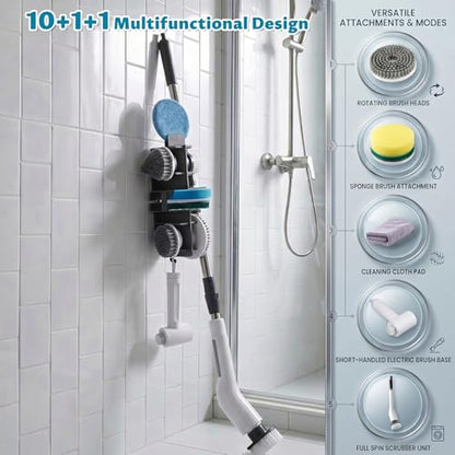 Wall Mount Organizer Rack for Electric Spin Scrubber | Hanging Rack Handle Dia. under 1 inch,Storage Holder, Cleaning Brush Caddy for Bathroom Kitchen