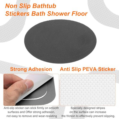 HARFINGTON 24pcs Non Slip Bathtub Stickers Bath Shower Floor 4" Anti-Slip Adhesive Sticker Tape Oval Style Decals with Scraper for Bathroom Kitchen Bathtub Treads Stairs, Black - color: Black