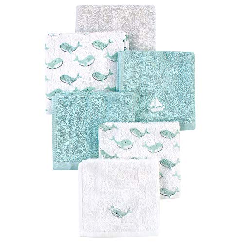 Luvable Friends Unisex Baby Super Soft Cotton Washcloths, Blue Whale, One Size - color: Blue Whale, size: One Size