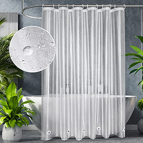 UFRIDAY 72 x 78 inch Long Shower Curtain Liner, EVA Heavy Duty Waterproof Shower Curtain Liner with 5 Magnets for Bathroom, Semi-Transparent,Hotel, Bathtub, 72 x 78 Inches - Frosted - color: Frosted Clear, size: 72"W x 78"L (Pack of 1)