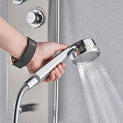 MObyat LED Rainfall Shower Panel Tower Stainless Steel Waterfall Massage Body Jets Set