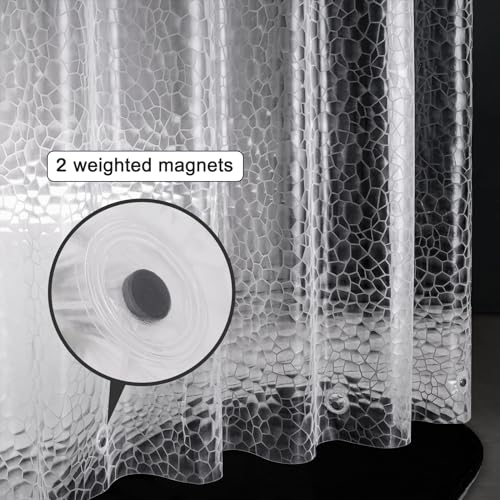 UFRIDAY Clear Shower Stall Curtain Liner 36 x 72 inches,3D Water Cube Small Size Shower Curtain with 2 Heavy Magnets Water Resistant for Shower Stall Bathtubs, Semi Transparent - color: Cube Clear, size: 36"W x 72"L (Pack of 1)