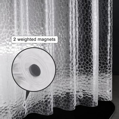 UFRIDAY Clear Shower Stall Curtain Liner 36 x 72 inches,3D Water Cube Small Size Shower Curtain with 2 Heavy Magnets Water Resistant for Shower Stall Bathtubs, Semi Transparent - color: Cube Clear, size: 36"W x 72"L (Pack of 1)