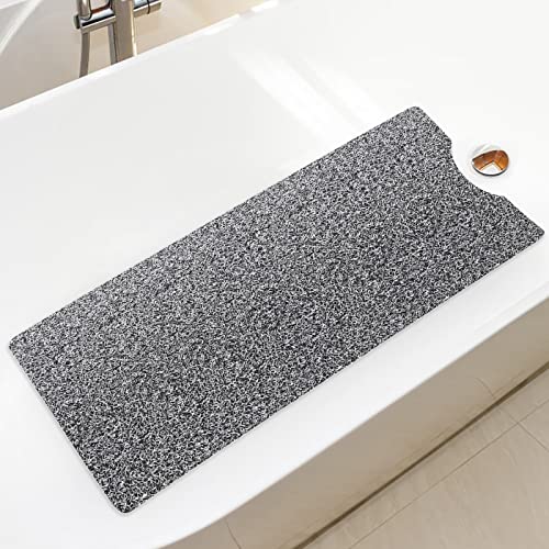Bathtub Mat Non Slip Shower Mat Soft PVC Loofah Bath Tub Mats with Drain for Bathroom Tub 40 x 16 Inch (Mix Color) - color: Black White
