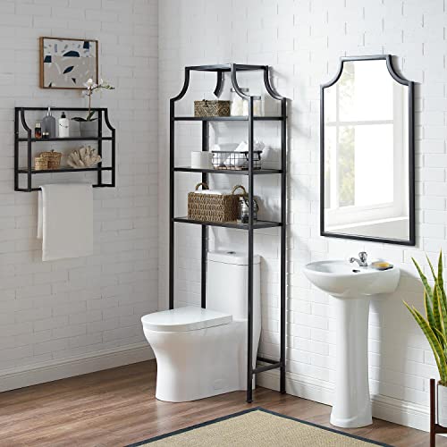 Modern Bathroom Space Saver Cabinet - Oil Rubbed Bronze, Pagoda Style Storage, Tall Linen Tower